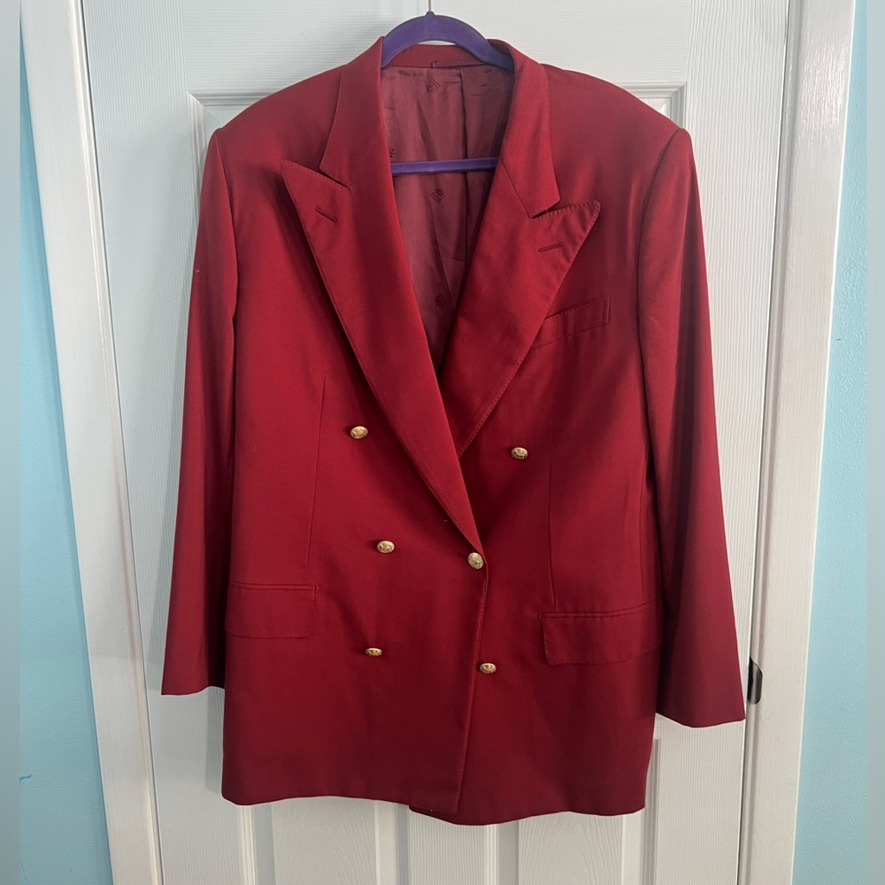 Giorgio's Of Palm Beach Vintage Elegant Red Double-Breasted Blazer Women Size XL